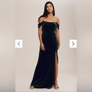 JENNY YOO Issa Velvet Off-The-Shoulder Velvet Column Gown